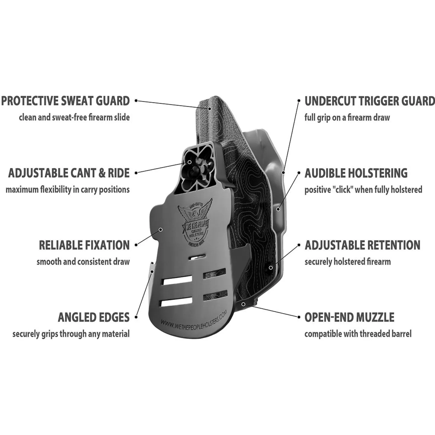 We The People Holsters Gray Topographic Map Custom Printed Holster - OWB Kydex Holster Sale