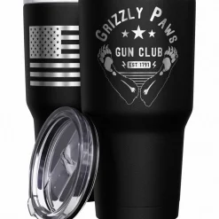 We The People Holsters Grizzly Paws Gun Club + American Flag Stainless Steel Tumbler Best
