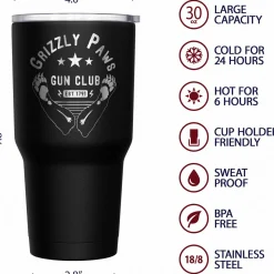 We The People Holsters Grizzly Paws Gun Club + American Flag Stainless Steel Tumbler Best