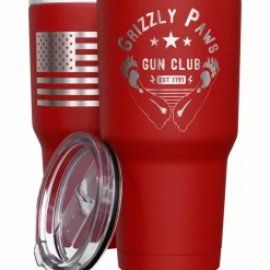 We The People Holsters Grizzly Paws Gun Club + American Flag Stainless Steel Tumbler Best