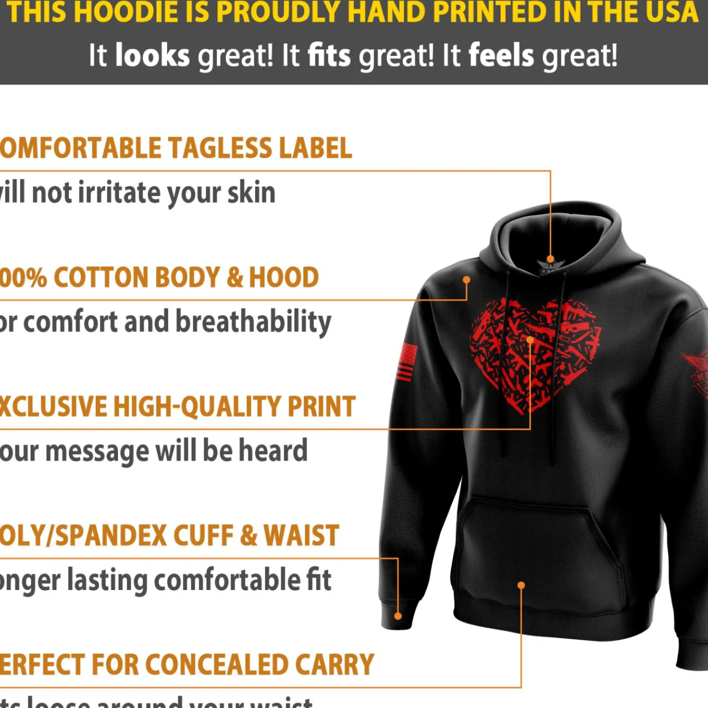 We The People Holsters Gun Heart Hoodie Black Sale