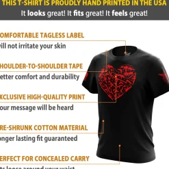 We The People Holsters Gun Heart Short Sleeve Shirt Black