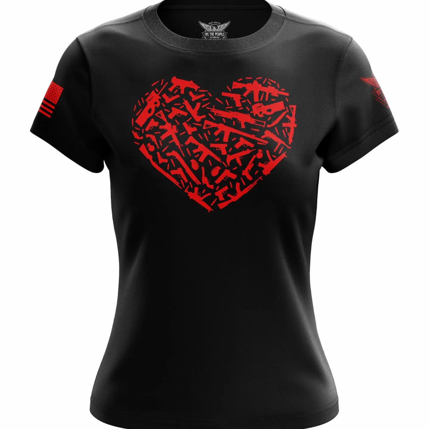 We The People Holsters Gun Heart Women's Short Sleeve Shirt Black