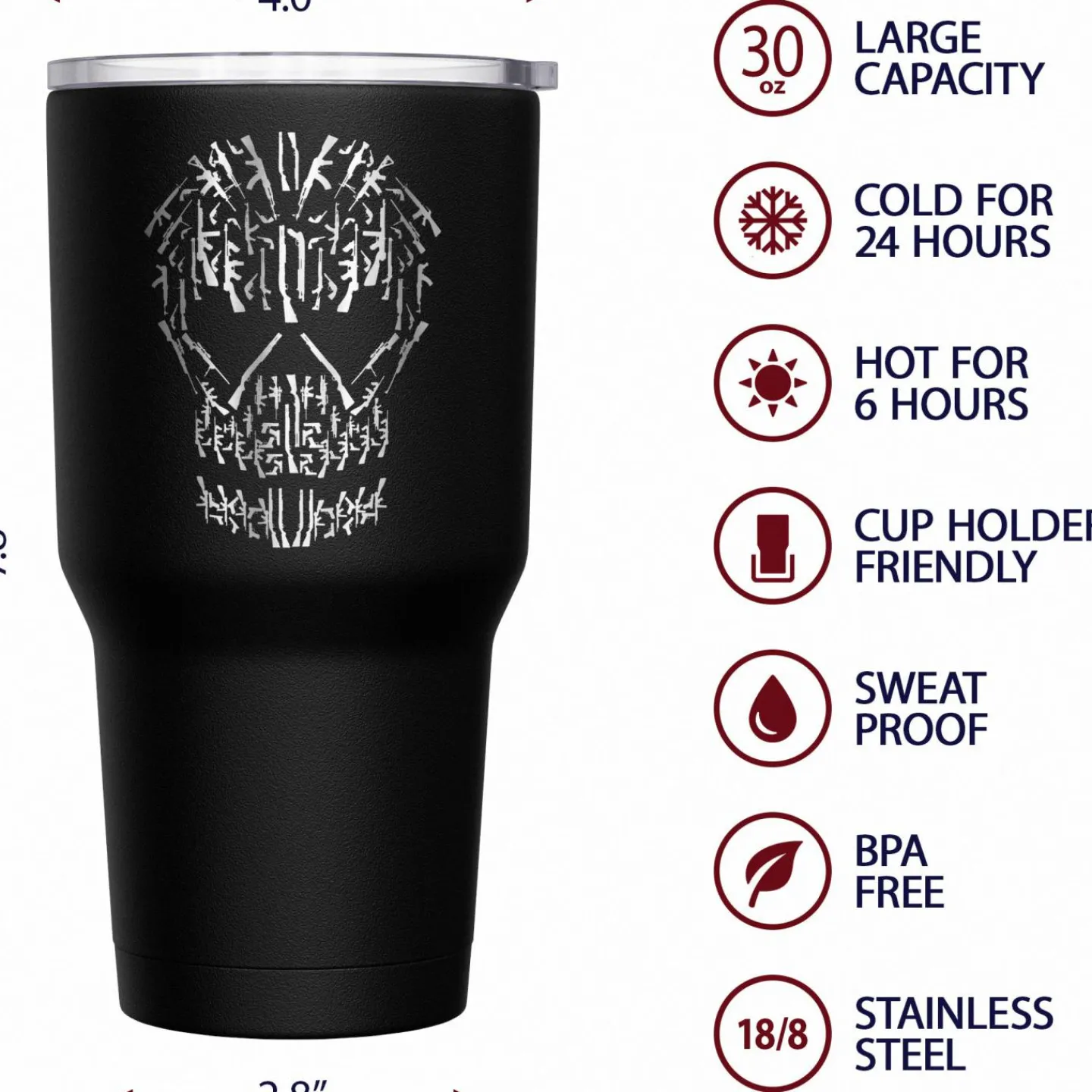 We The People Holsters Gun Skull Stainless Steel Tumbler Best