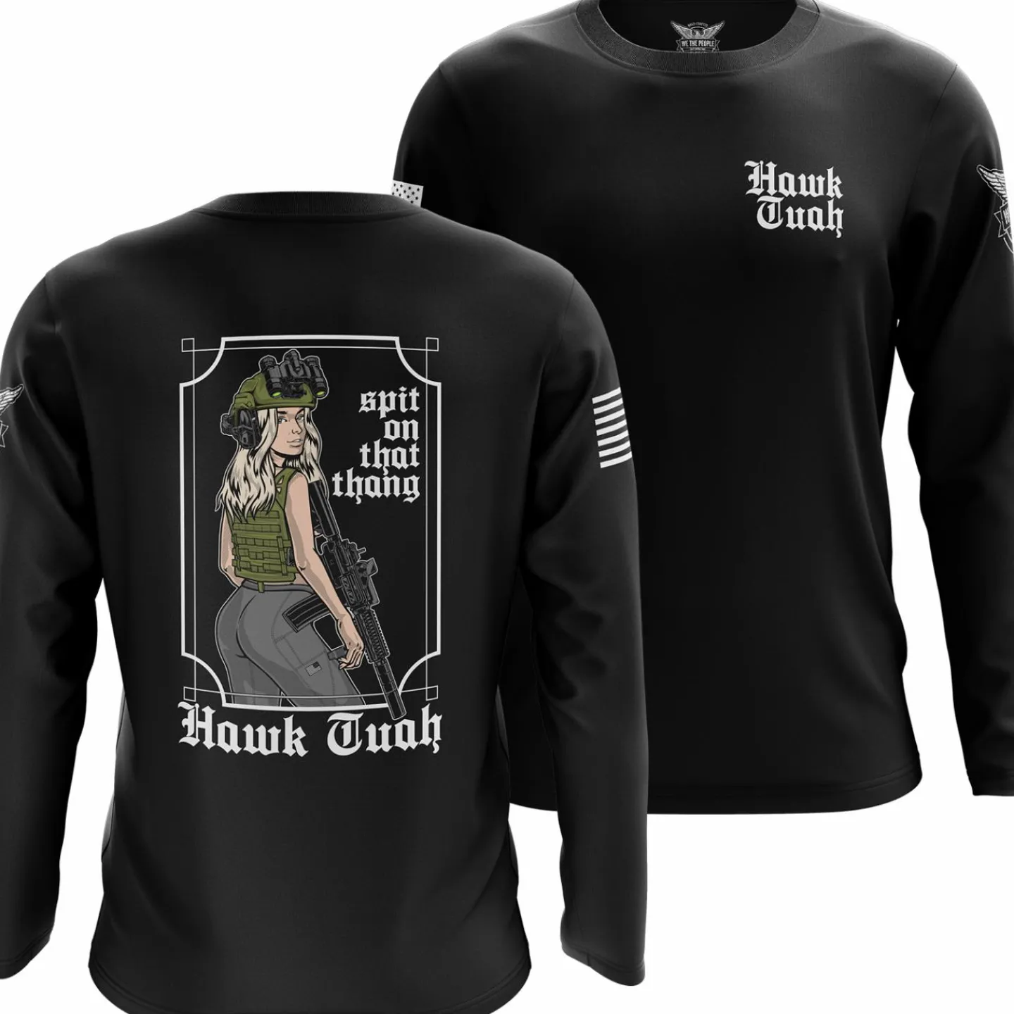 We The People Holsters Hawk Tuah Long Sleeve Shirt Black