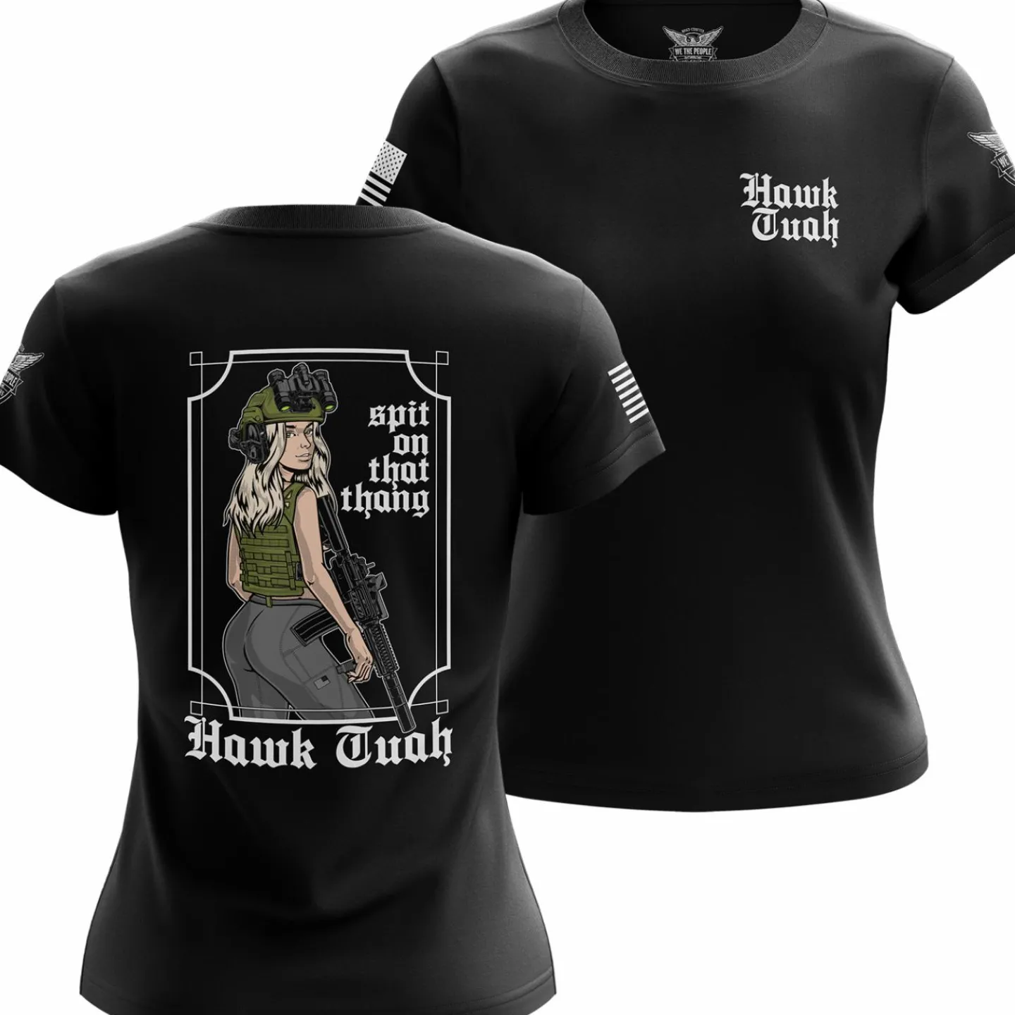 We The People Holsters Hawk Tuah Women's Short Sleeve Shirt Black Best