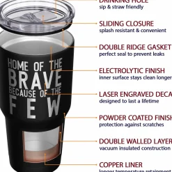 We The People Holsters Home of the Brave + American Flag Stainless Steel Tumbler Hot