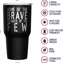 We The People Holsters Home of the Brave + American Flag Stainless Steel Tumbler Hot
