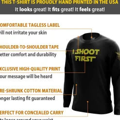 We The People Holsters I Shoot First Long Sleeve Shirt Black New
