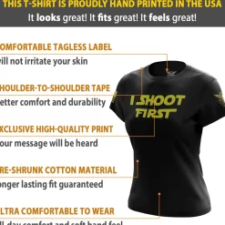 We The People Holsters I Shoot First Women's Short Sleeve Shirt Black Clearance