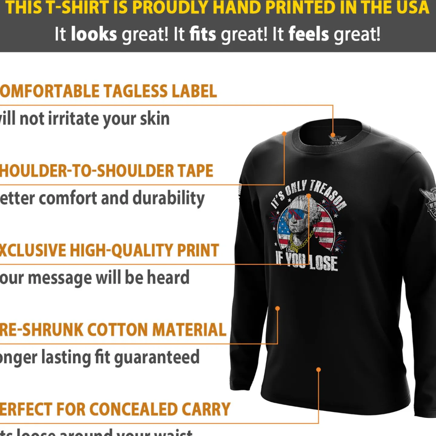 We The People Holsters It's Only Treason If You Lose Long Sleeve Shirt Black Clearance