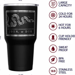 We The People Holsters Join or Die + American Flag Stainless Steel Tumbler New