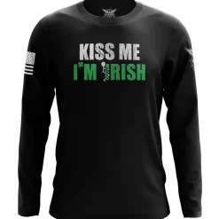 We The People Holsters Kiss me, I'm F'n Irish Long Sleeve Shirt Black Sale