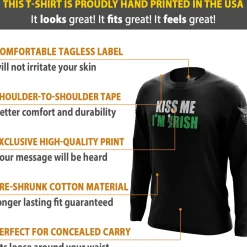 We The People Holsters Kiss me, I'm F'n Irish Long Sleeve Shirt Black Sale