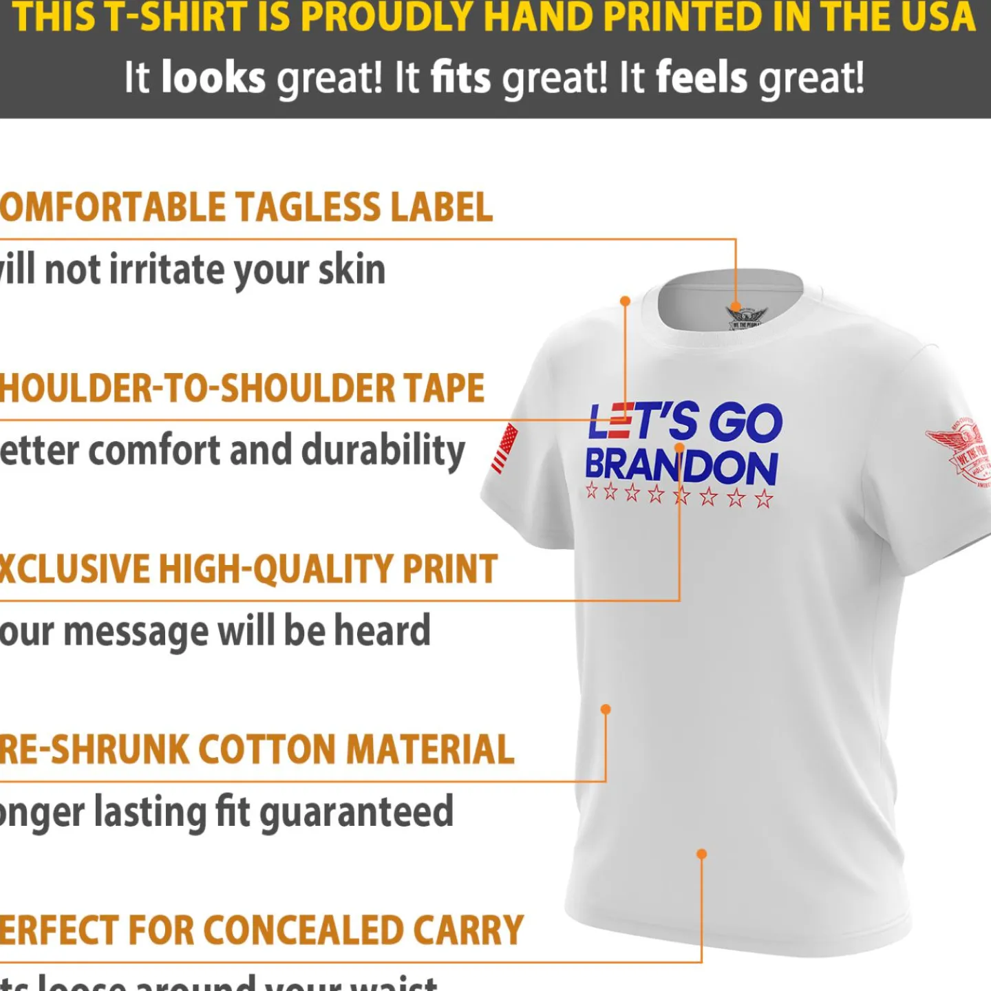 We The People Holsters Let's Go Brandon Short Sleeve Shirt New