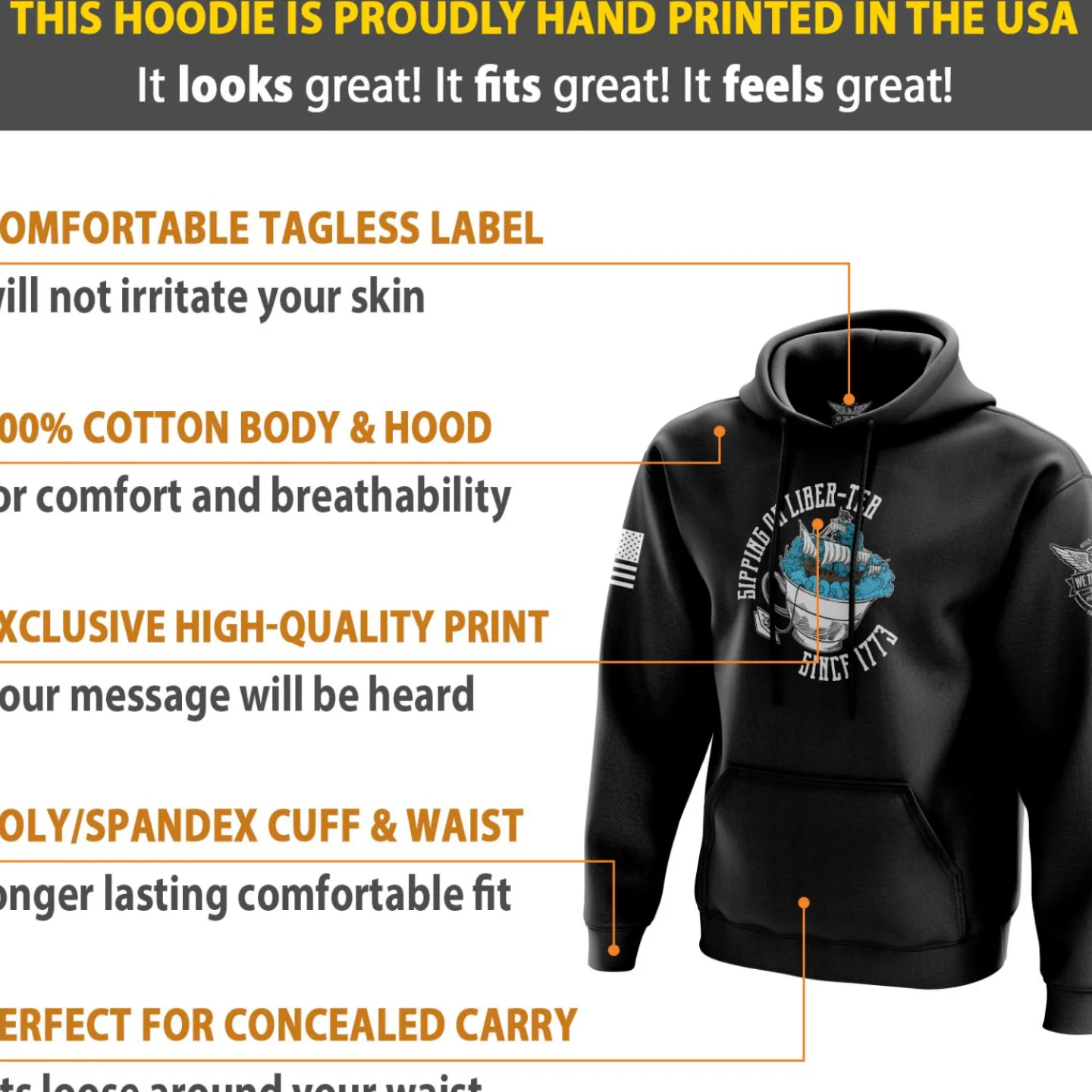 We The People Holsters Liber-tea Hoodie Black Hot