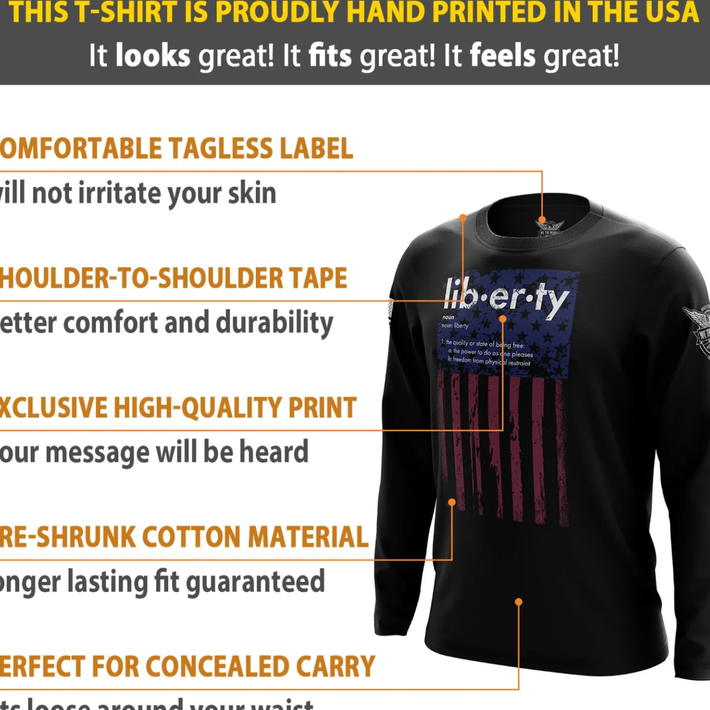 We The People Holsters Liberty Flag Long Sleeve Shirt Black Best