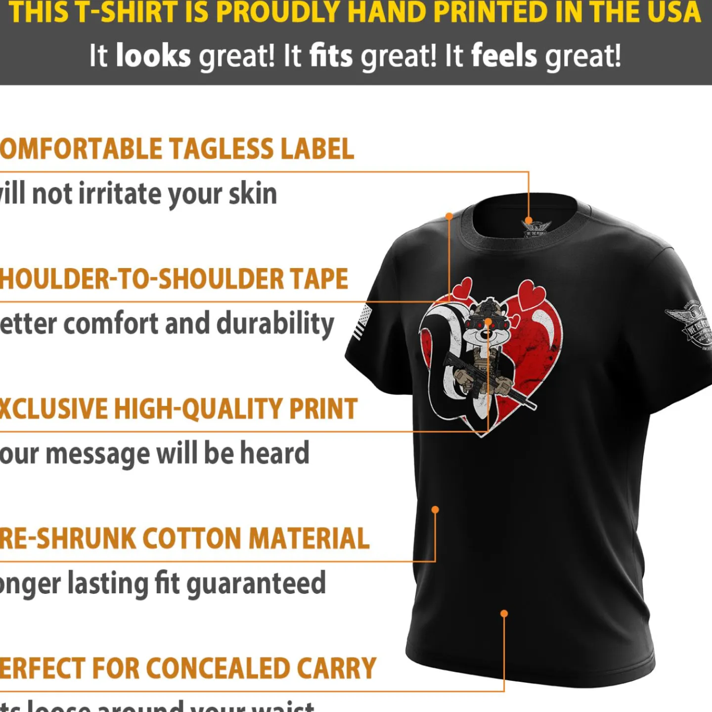 We The People Holsters Love Le Pew Short Sleeve Shirt Black Clearance