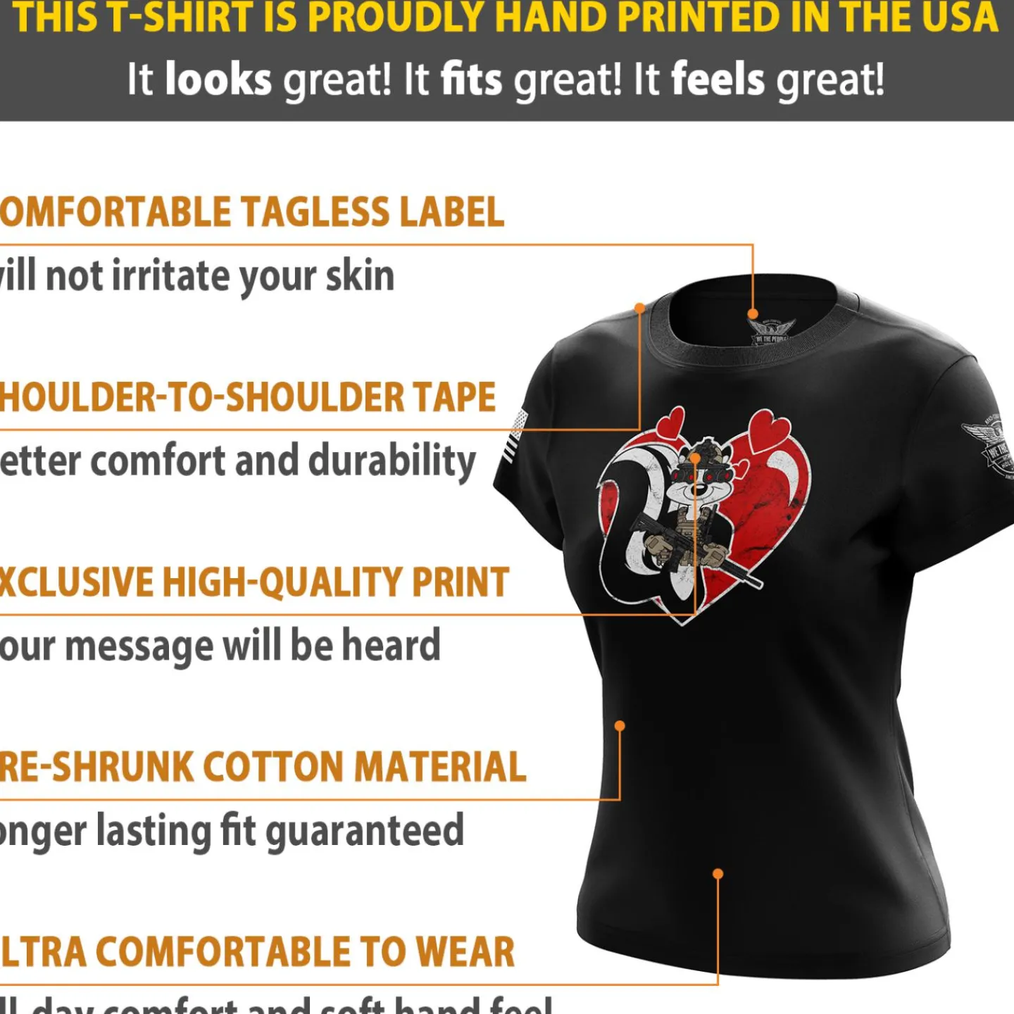 We The People Holsters Love Le Pew Women's Short Sleeve Shirt Black Discount