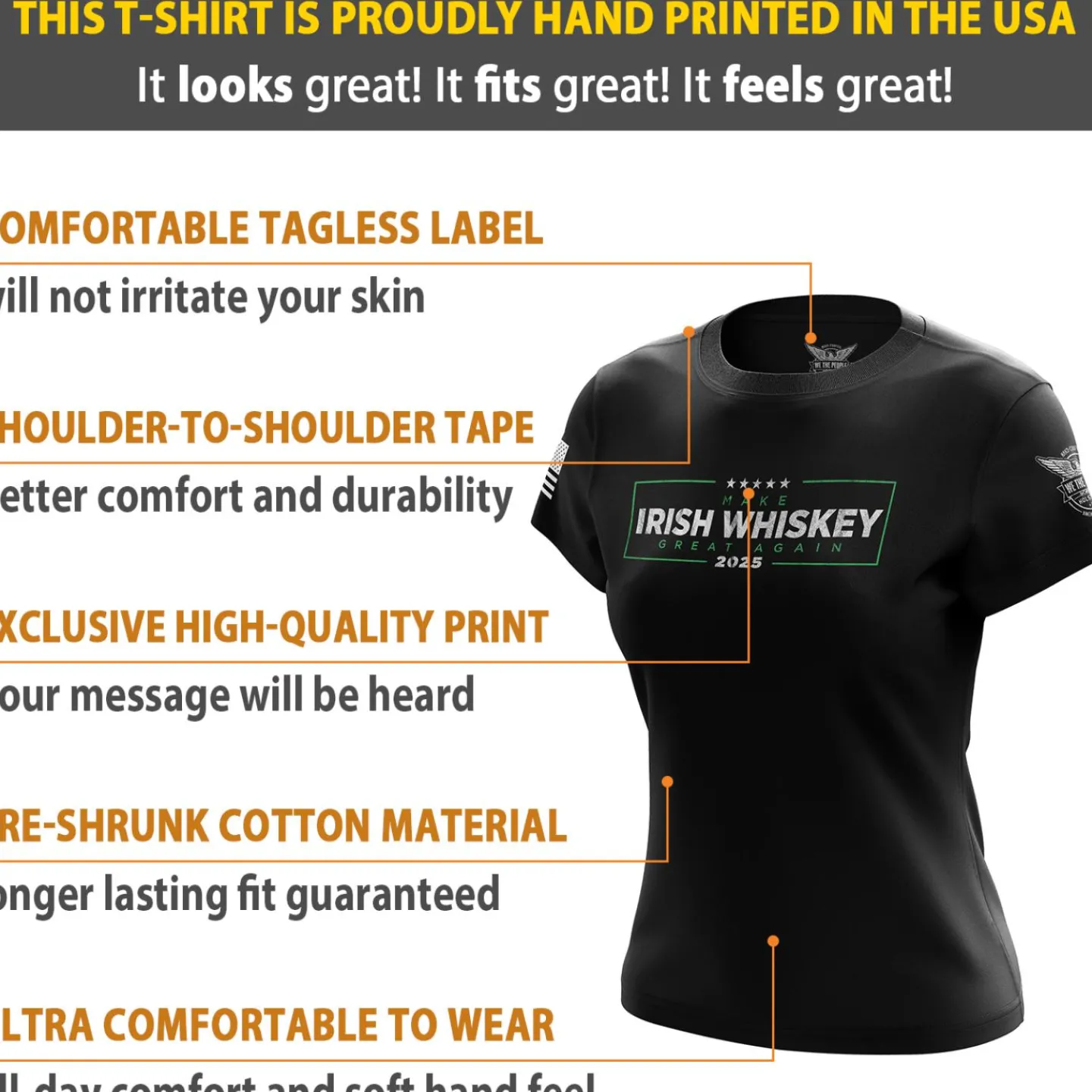 We The People Holsters Make Irish Whiskey Great Again Women's Short Sleeve Shirt Black Discount