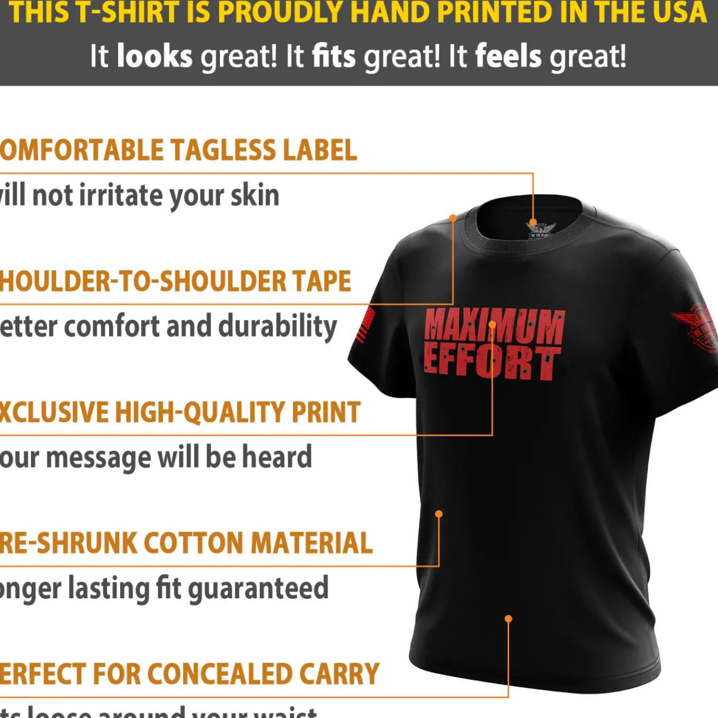 We The People Holsters Maximum Effort Short Sleeve Shirt Black Best