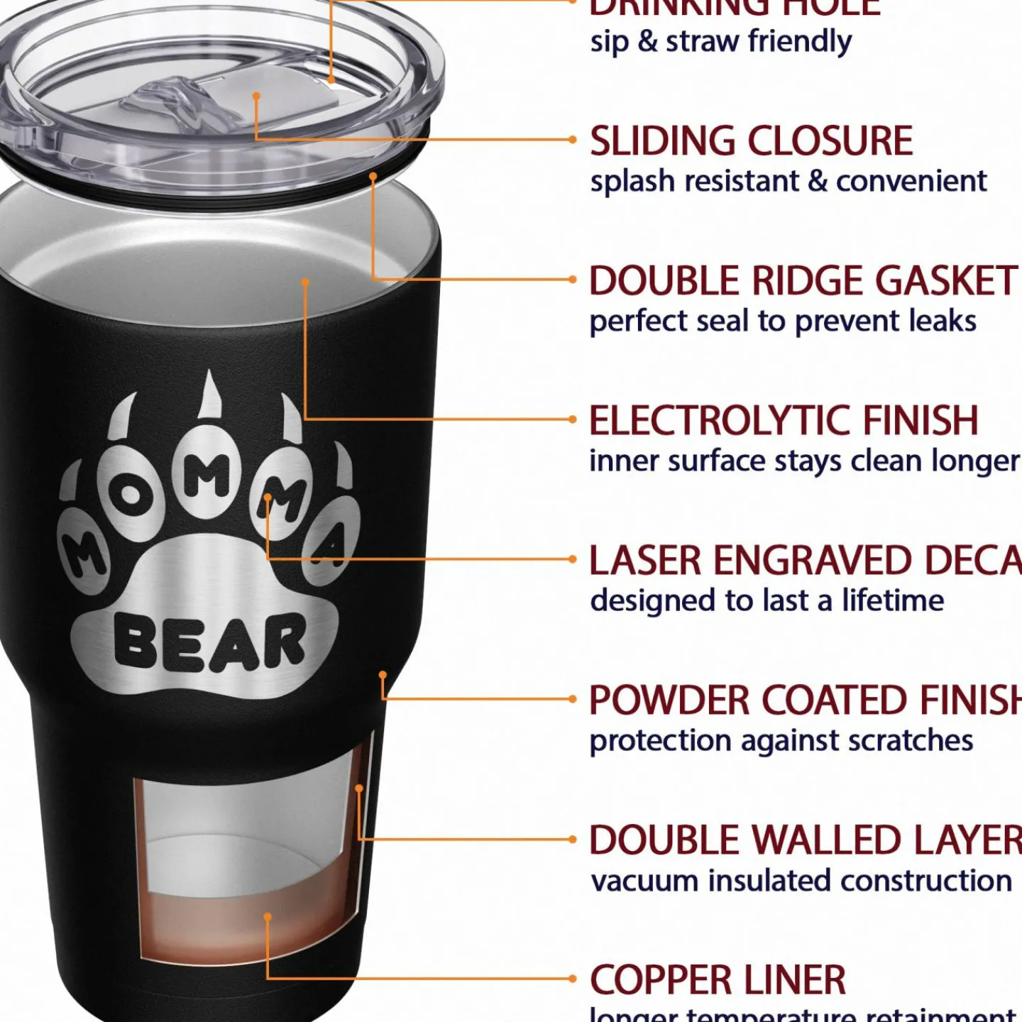 We The People Holsters Momma Bear Paw Stainless Steel Tumbler New