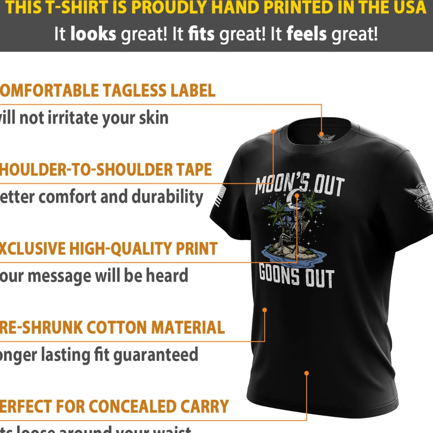 We The People Holsters Moon's Out Goons Out Short Sleeve Shirt Black Hot