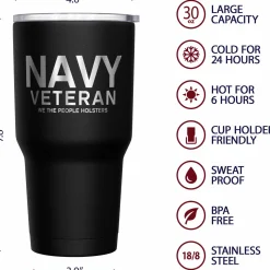 We The People Holsters Navy Vet + American Flag Stainless Steel Tumbler Best