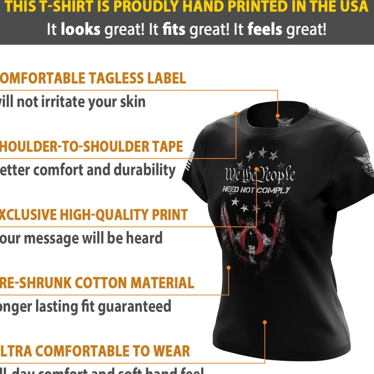 We The People Holsters Need Not Comply Women's Short Sleeve Shirt Black Best