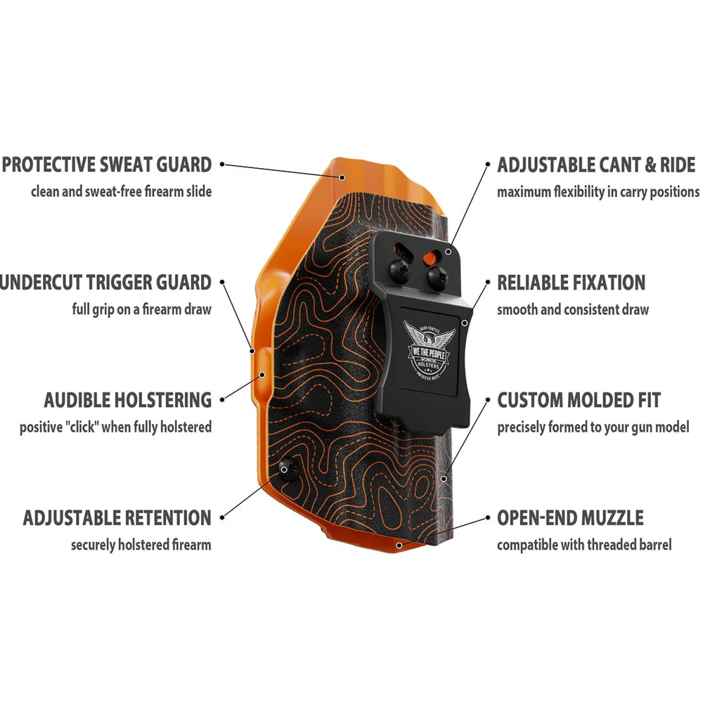 We The People Holsters Orange Topographic Map Custom Printed Holster - IWB Kydex Holster Best