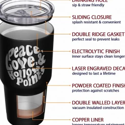 We The People Holsters Peace, Love, & Hollow Points Stainless Steel Tumbler New