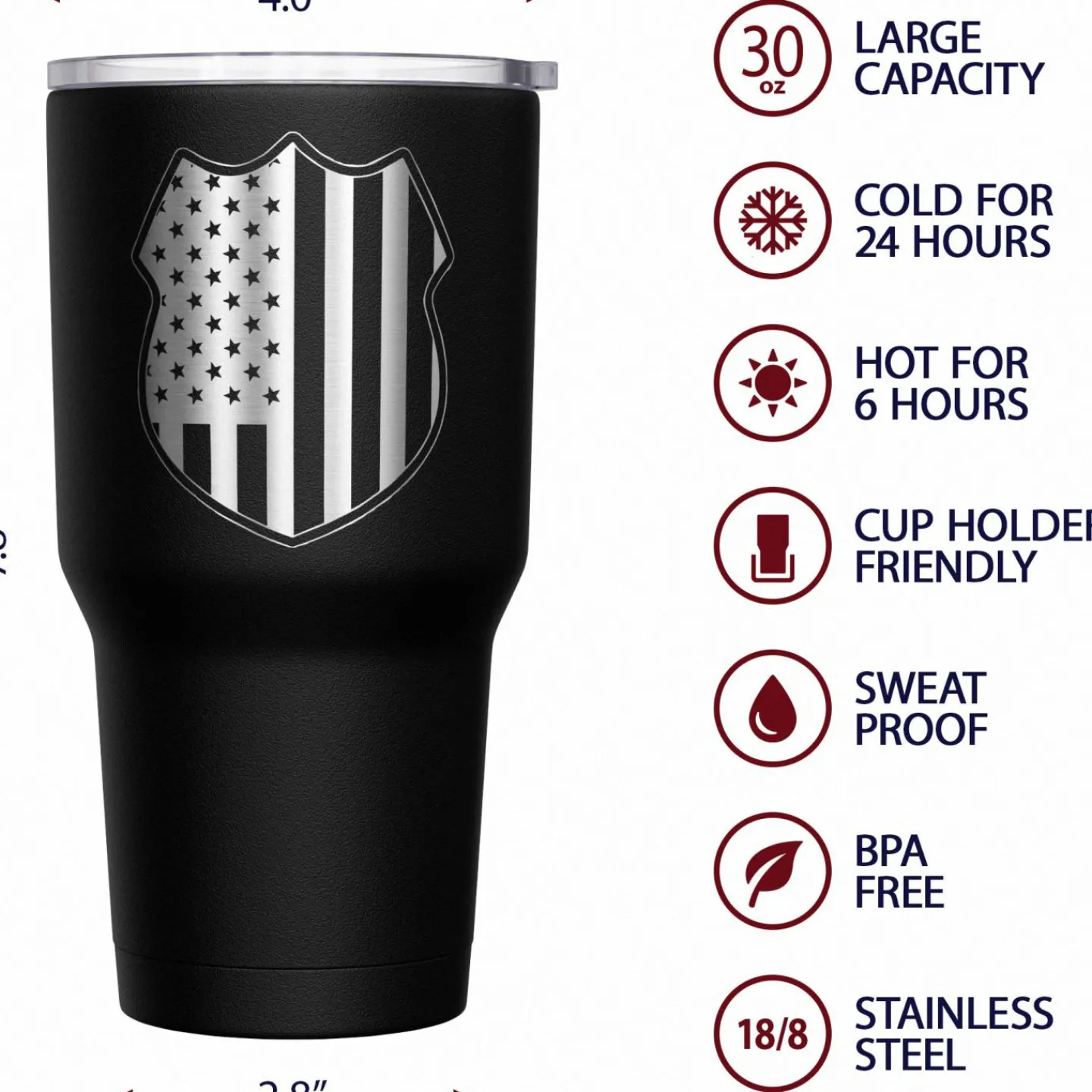 We The People Holsters Police Shield Stainless Steel Tumbler New