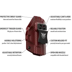 We The People Holsters Red Carbon Fiber Custom Kydex IWB Holster for Concealed Carry Clearance