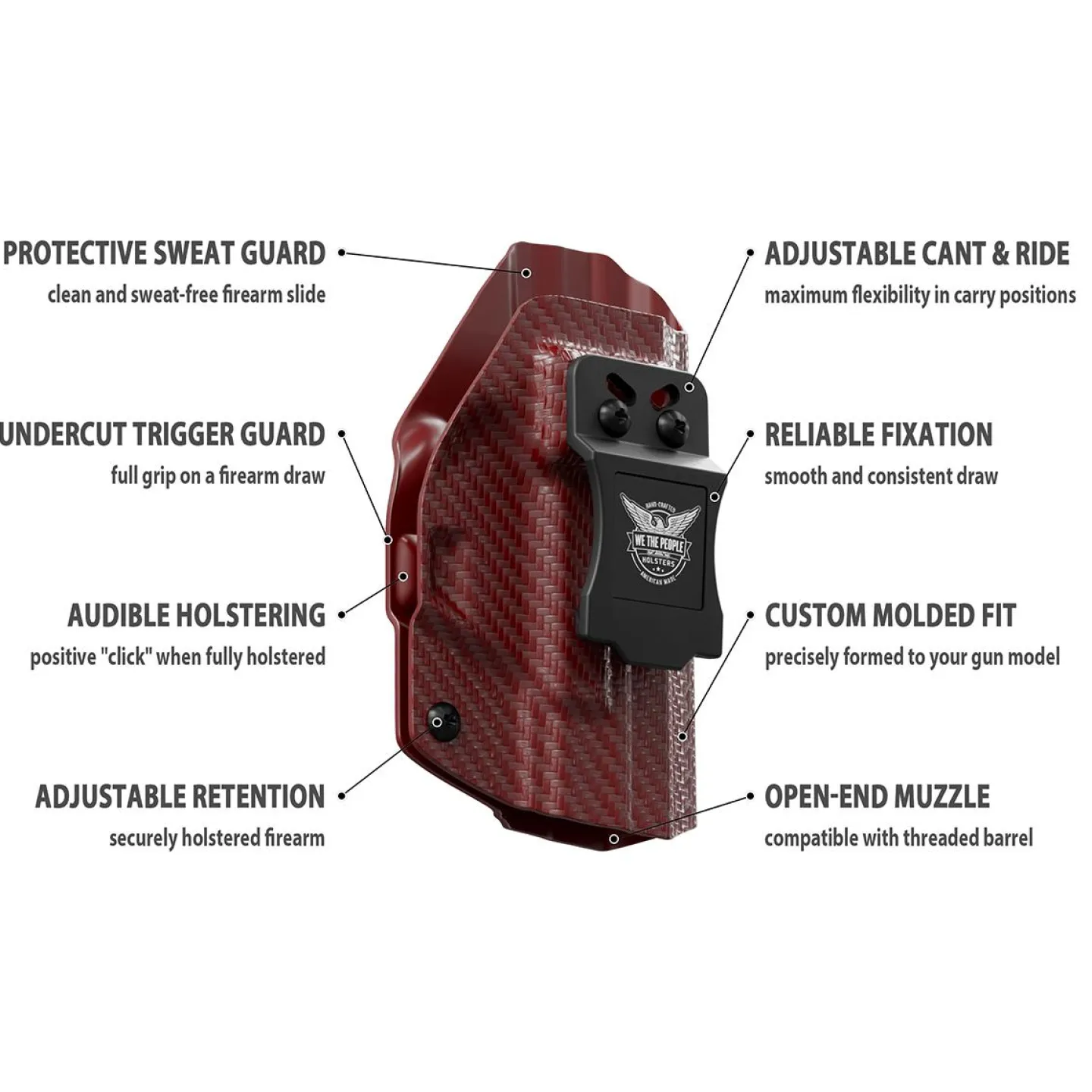 We The People Holsters Red Carbon Fiber Custom Kydex IWB Holster for Concealed Carry Clearance