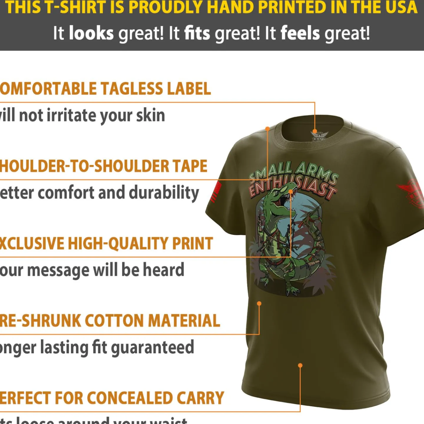 We The People Holsters Small Arms Enthusiast Short Sleeve Shirt Olive New