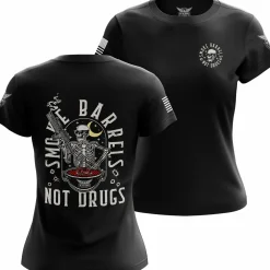 We The People Holsters Smoke Barrels Not Drugs Women's Short Sleeve Shirt Black Clearance