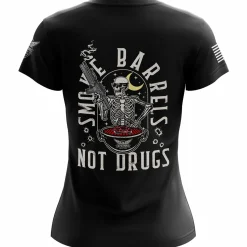 We The People Holsters Smoke Barrels Not Drugs Women's Short Sleeve Shirt Black Clearance