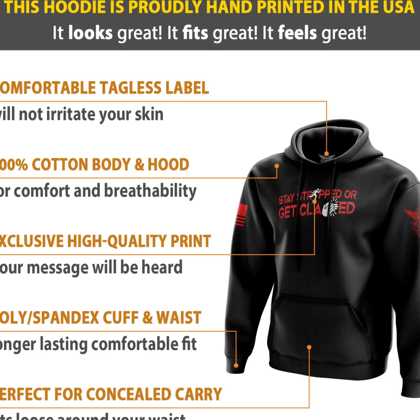 We The People Holsters Stay Strapped Hoodie Black Sale