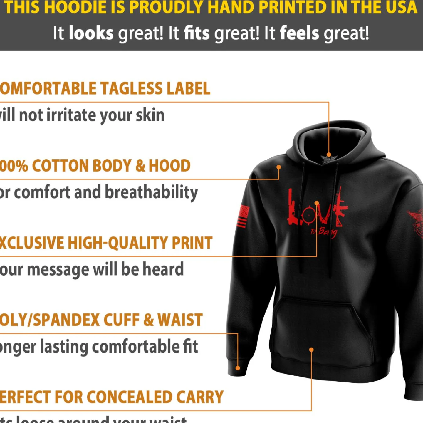 We The People Holsters Tactical Love Hoodie Black Best