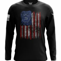 We The People Holsters Tattered '76 Flag Long Sleeve Shirt Black Clearance