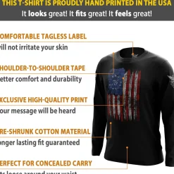 We The People Holsters Tattered '76 Flag Long Sleeve Shirt Black Clearance