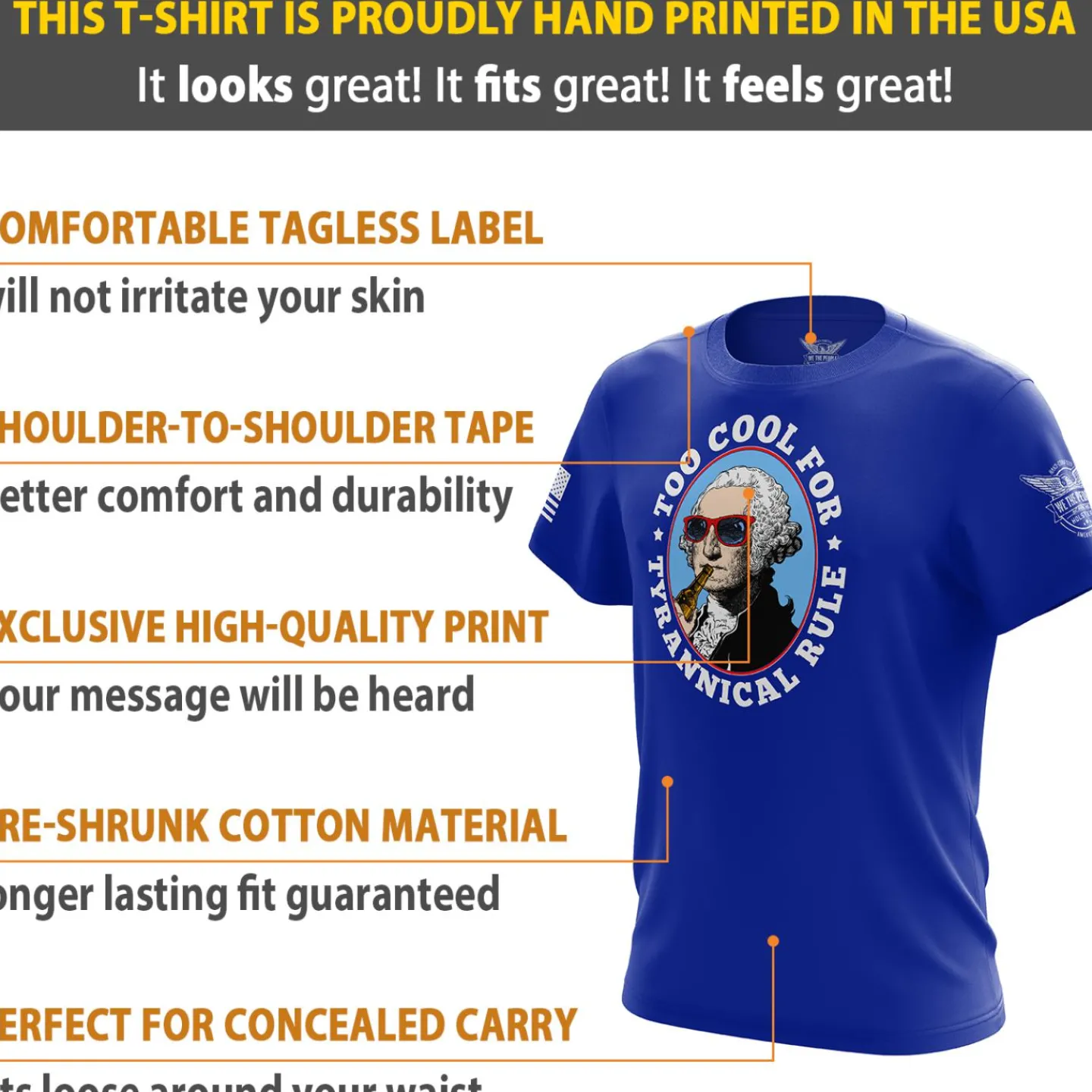 We The People Holsters Tell the Queen Sleeve Shirt Blue Clearance