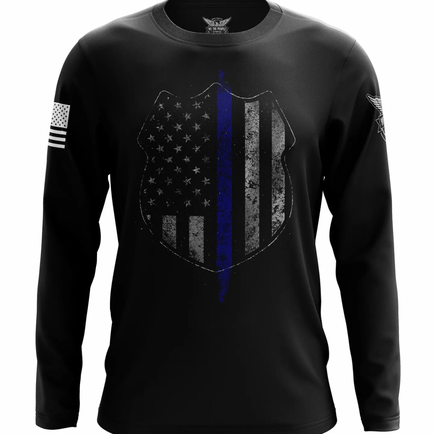 We The People Holsters Thin Blue Line Flag Long Sleeve Shirt Black Discount