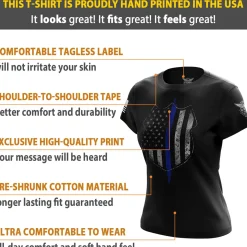 We The People Holsters Thin Blue Line Flag Women's Short Sleeve Shirt Black Best