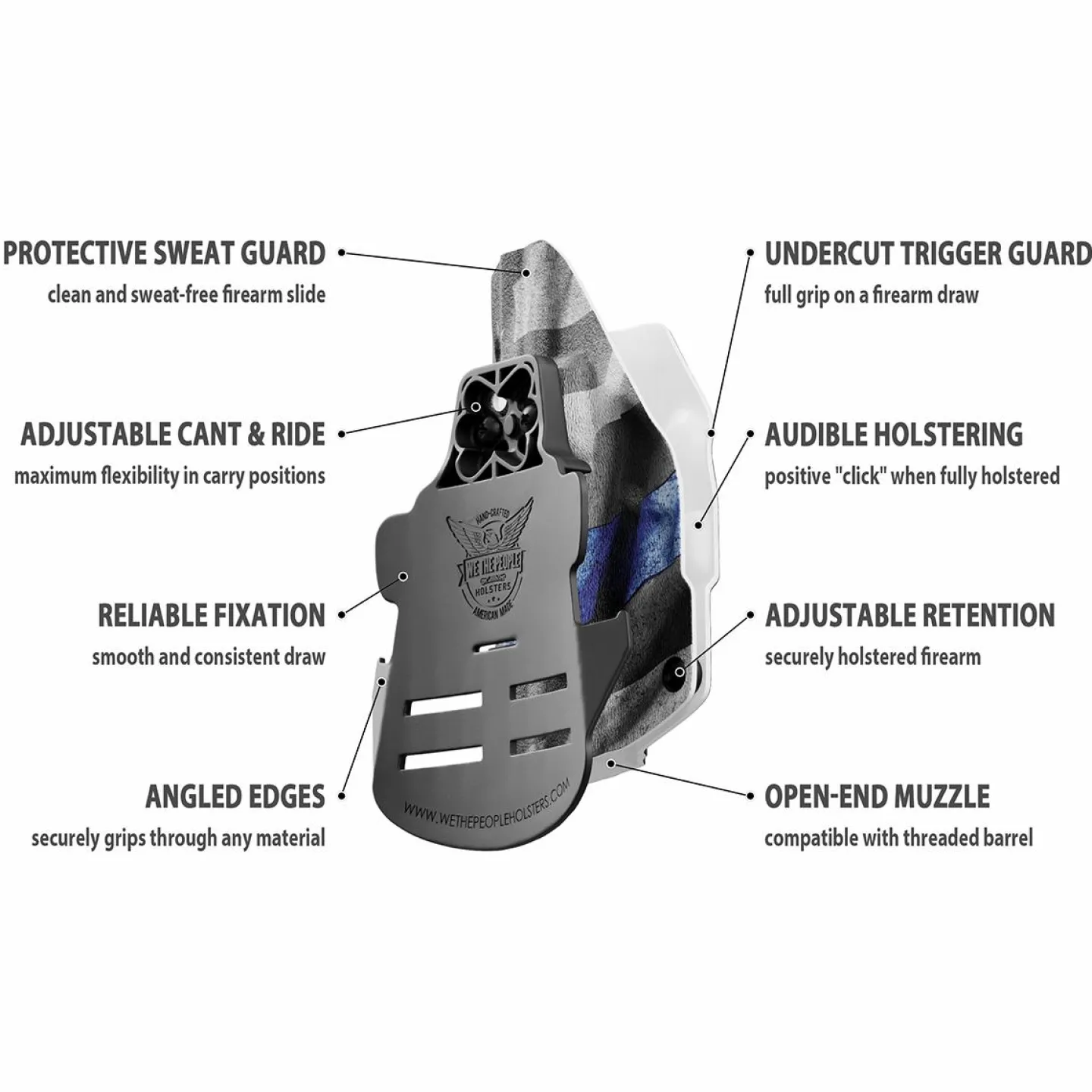 We The People Holsters Thin Blue Line Kydex OWB Paddle holster Custom Designed Paddle Best