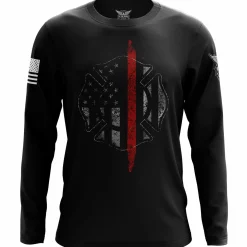 We The People Holsters Thin Red Line Flag Long Sleeve Shirt Black Discount