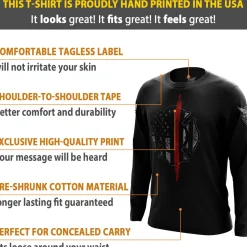 We The People Holsters Thin Red Line Flag Long Sleeve Shirt Black Discount