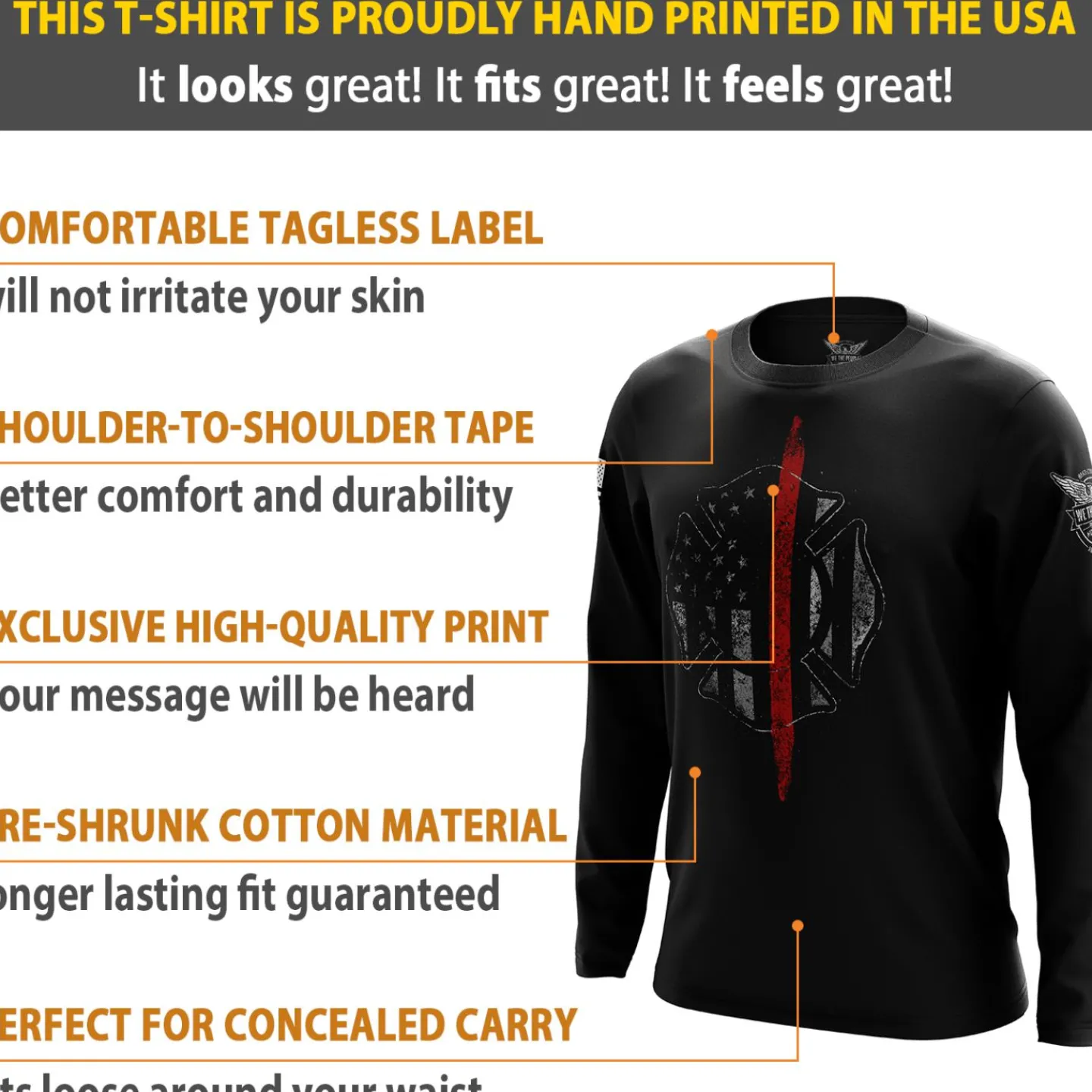 We The People Holsters Thin Red Line Flag Long Sleeve Shirt Black Discount