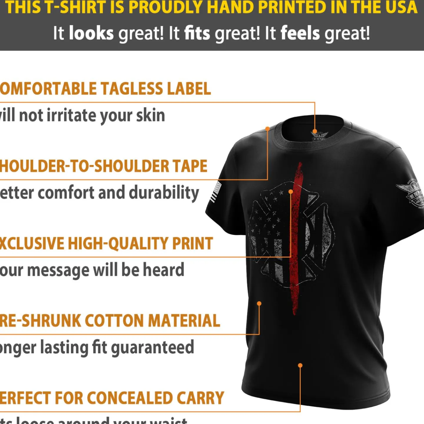 We The People Holsters Thin Red Line Flag Short Sleeve Shirt Black Online