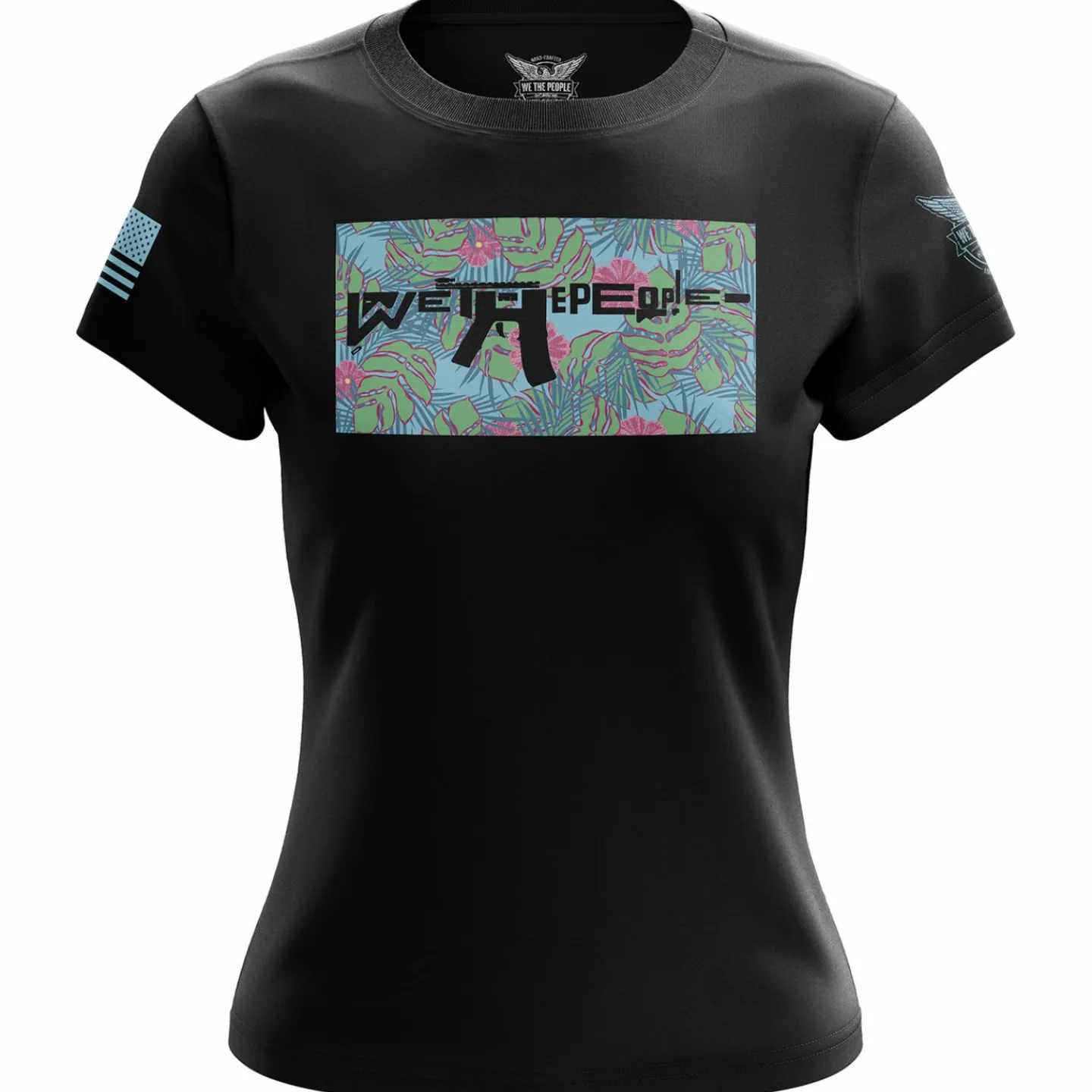 We The People Holsters Tropical Freedom Women's Short Sleeve Shirt Black New